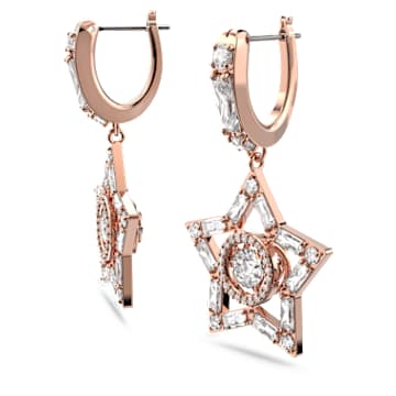 Stella 水滴形耳环, 混合切割, 星星, 白色, 镀玫瑰金色调 - Swarovski, 5617769