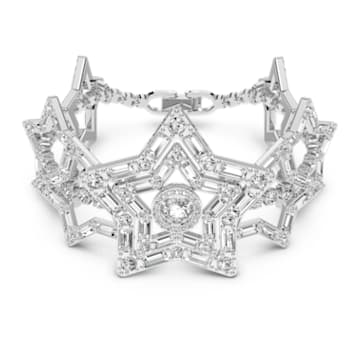 Bracelet Stella, Tailles variées, Étoile, Large, Blanc, Métal rhodié - Swarovski, 5617880