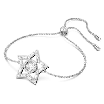 Stella bracelet, Star, White, Rhodium plated - Swarovski, 5617881