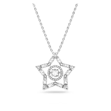 Stella Anhänger, Verschiedene Schliffe, Stern, Lang, Weiß, Rhodiniert - Swarovski, 5617919