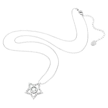 Stella pendant, Mixed cuts, Star, Long, White, Rhodium plated - Swarovski, 5617919