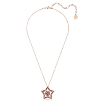 Stella pendant, Star, Red, Rose gold-tone plated - Swarovski, 5617922