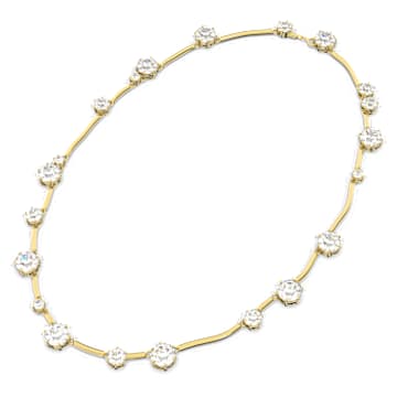 Colier Constella, Diverse tăieturi rotunde, Alb, Placat cu auriu - Swarovski, 5618033