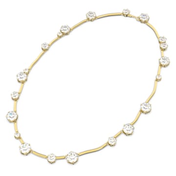 Constella 项链, 圆形切割仿水晶, 白色, 镀金色调 - Swarovski, 5618033