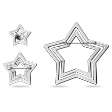 Stella 胸针, 套裝 (3), 星星, 白色, 鍍白金色 - Swarovski, 5618048
