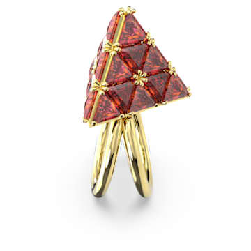 Curiosa cocktailring, Triangle-slijpvorm, Rood, Goudkleurige toplaag - Swarovski, 5618250