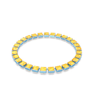 Orbita necklace, Square cut crystals, Multicolored, Rhodium plated - Swarovski, 5618252