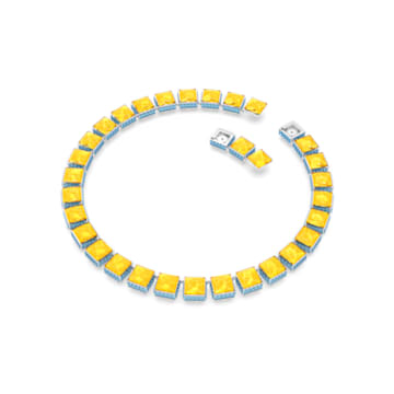 Orbita necklace, Square cut, Multicoloured, Rhodium plated - Swarovski, 5618252