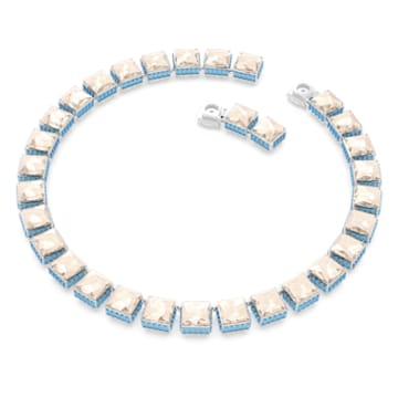 Orbita necklace, Magnetic closure, Square cut, Multicoloured, Rhodium plated - Swarovski, 5618252