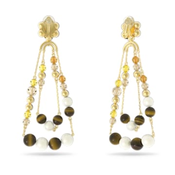 Somnia 水滴形耳环, 垂饰, 超长, 流光溢彩, 镀金色调 - Swarovski, 5618294
