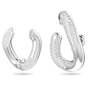 Boucle d'oreille manchette Dextera, Parure (2), Design asymétrique, Blanc, Métal rhodié - Swarovski, 5618303