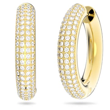Dextera hoop earrings, Medium, White, Gold-tone plated - Swarovski, 5618305