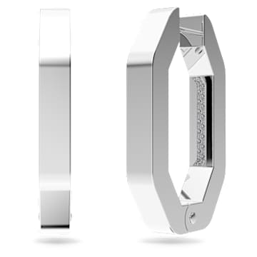 Orecchini a cerchio Dextera, Forma ottagonale, Medi, Bianchi, Placcato rodio - Swarovski, 5618308