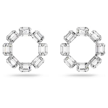 Millenia Kreolen, Oktagon-Schliff, Weiß, Rhodiniert - Swarovski, 5618629