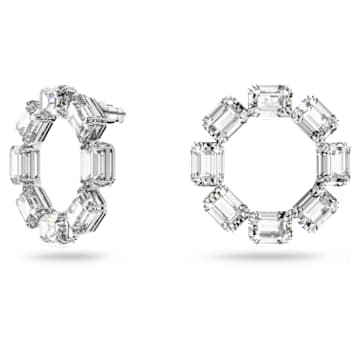 Millenia Kreolen, Oktagon-Schliff, Weiß, Rhodiniert - Swarovski, 5618629
