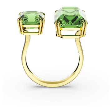 Millenia open ring, Octagon cut, Green, Gold-tone plated - Swarovski, 5619626