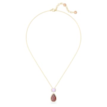 Orbita necklace, Drop cut crystal, Multicolored, Gold-tone plated - Swarovski, 5619786