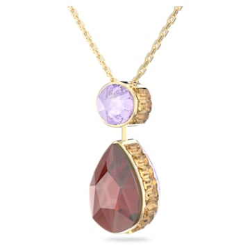 Orbita necklace, Drop cut, Small, Multicolored, Gold-tone plated - Swarovski, 5619786