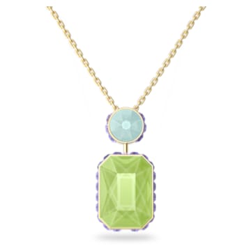 Orbita necklace, Octagon cut crystal, Multicoloured, Gold-tone plated - Swarovski, 5619787