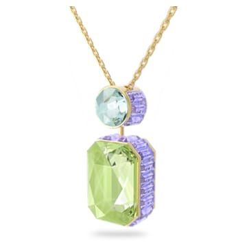 Orbita necklace, Octagon cut crystal, Multicoloured, Gold-tone plated - Swarovski, 5619787
