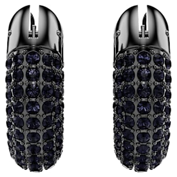 Dextera 大圈耳環, 細碼, 黑色, 鍍黑鉻色 - Swarovski, 5620222