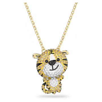 Zodiac Tiger 链坠, 老虎, 黄色, 镀金色调 - Swarovski, 5620291