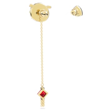 Zodiac Tiger drop earrings, Asymmetrical, Tiger, Multicolored, Gold-tone plated - Swarovski, 5620293