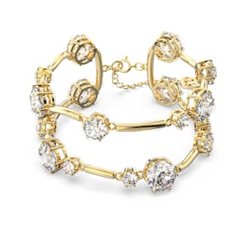 Constella Doppel-Armreif, Rundschliff, Weiß, Goldlegierungsschicht - Swarovski, 5620395