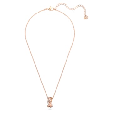 Twist necklace, White, Rose-gold tone plated - Swarovski, 5620549