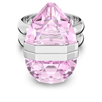 Lucent ring, Magnetic closure, Pear cut, Pink, Rhodium plated - Swarovski, 5620711