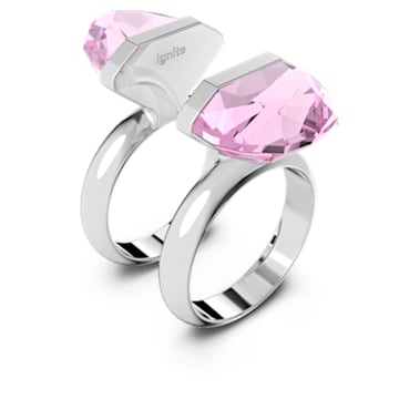 Lucent ring, Magnetic closure, Pear cut, Pink, Rhodium plated - Swarovski, 5620725