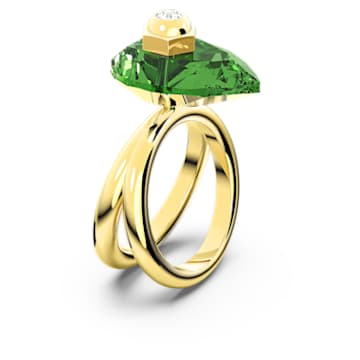 Numina ring, Pear cut, Green, Gold-tone plated - Swarovski, 5620766