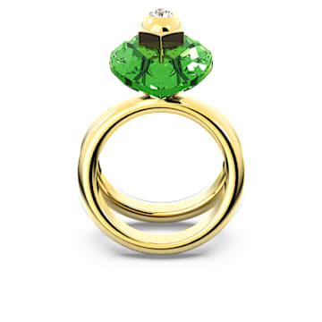 Numina ring, Pear cut, Green, Gold-tone plated - Swarovski, 5620766