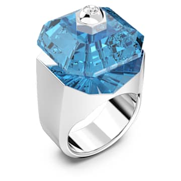 Numina ring, Square cut, Blue, Rhodium plated - Swarovski, 5620774