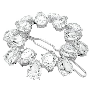 髮夾, 梨形切割, 白色, 鍍白金色 - Swarovski, 5620834