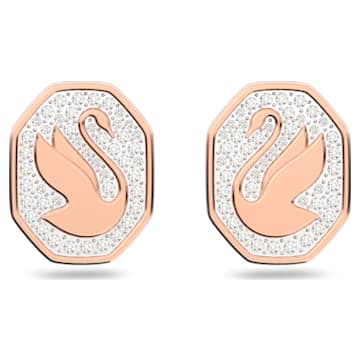 Signum stud earrings, Octagon shape, Swan, White, Rose gold-tone plated - Swarovski, 5621105