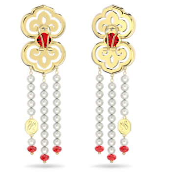 Gratia drop earrings, Long, Multicolored, Gold-tone plated - Swarovski, 5622088