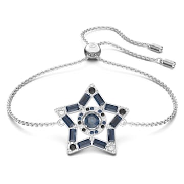 Stella bracelet, Star, Blue, Rhodium plated - Swarovski, 5622155