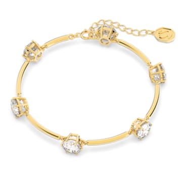 Constella bracelet, Round cut, White, Shiny gold-tone plated - Swarovski, 5622719