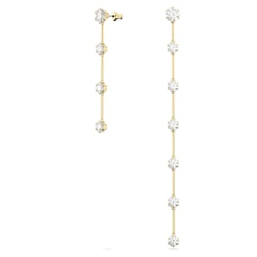 Constella drop earrings, Asymmetrical, White, Shiny gold-tone plated - Swarovski, 5622721