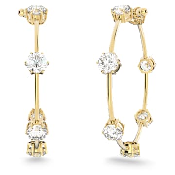 Constella karika fülbevaló, Körmetszéses, Közepes, Fehér, Fényes, arany tónusú bevonattal - Swarovski, 5622722