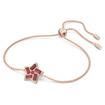 Stella bracelet, Star, Red, Rose gold-tone plated - Swarovski, 5624353