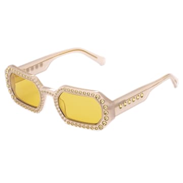 Sunglasses, Octagon, Pavé crystals, Yellow - Swarovski, 5625302