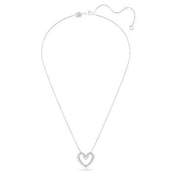 Pendentif Una, Cœur, Medium, Blanc, Métal rhodié - Swarovski, 5625533