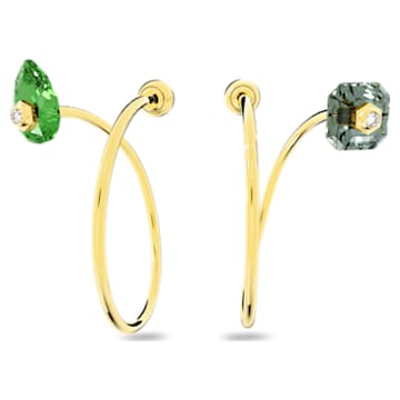 Numina drop earrings, Asymmetrical design, Mixed cuts, Long, Multicoloured, Gold-tone plated - Swarovski, 5626077