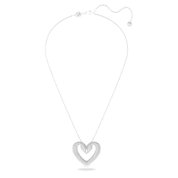 Una Anhänger, Herz, Groß, Weiß, Rhodiniert - Swarovski, 5626176