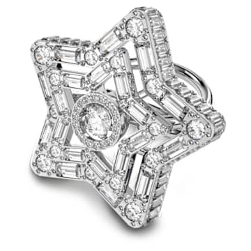 Bague cocktail Stella, Tailles variées, Étoile, Blanche, Métal rhodié - Swarovski, 5626370