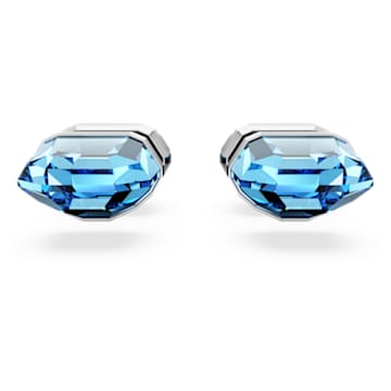 Lucent stud earrings, Blue, Rhodium plated - Swarovski, 5626606