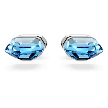 Pendientes de botón Lucent, Azules, Baño de rodio - Swarovski, 5626606