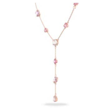 Gema 520 Y 型链坠, 糖果和爱心, 粉红色, 镀玫瑰金色调 - Swarovski, 5626658